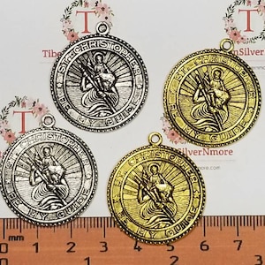 6 Stück 30mm eine Seite San Christopher Münze Anhänger in Antik Silber oder Gold Blei frei Zinn