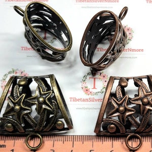 3 pcs 40x37x16mm Metal Extra Large Star Scarf Bail Antique Bronze or Copper lead free Pewter.