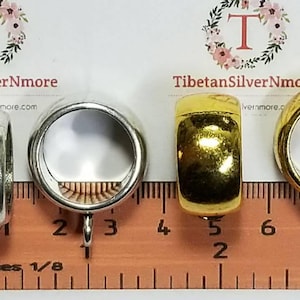 4 pcs per pack 18mm with 17mm opening Hole smooth Large Hole Bail 4mm loop Antique Gold or Silver lead free Pewter.