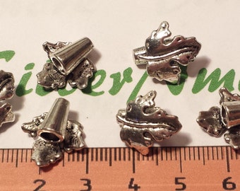 12 pcs per pack 16x10mm 5mm opening Leaf Cone Antique Silver Lead Free Pewter