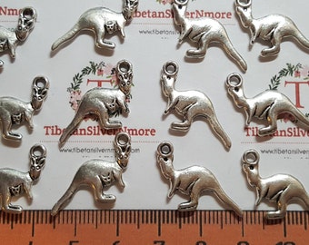 16 pcs per pack 25x11mm One side Kangaroo charm Antique Silver Finish Lead Free Pewter