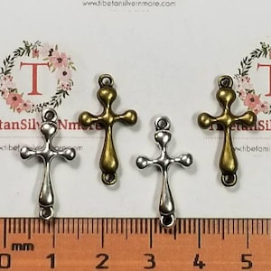 16 pcs per pack 10x22mm Solid Sideways Cross link Antique Silver or Bronze Finish Lead Free Pewter