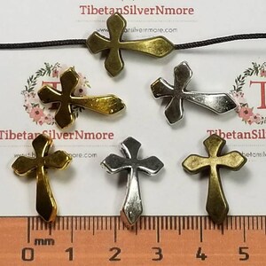 Clearance 16 pcs per pack 22x15mm Sideways Cross Bead Antique Silver, Bronze or Gold Lead Free Pewter