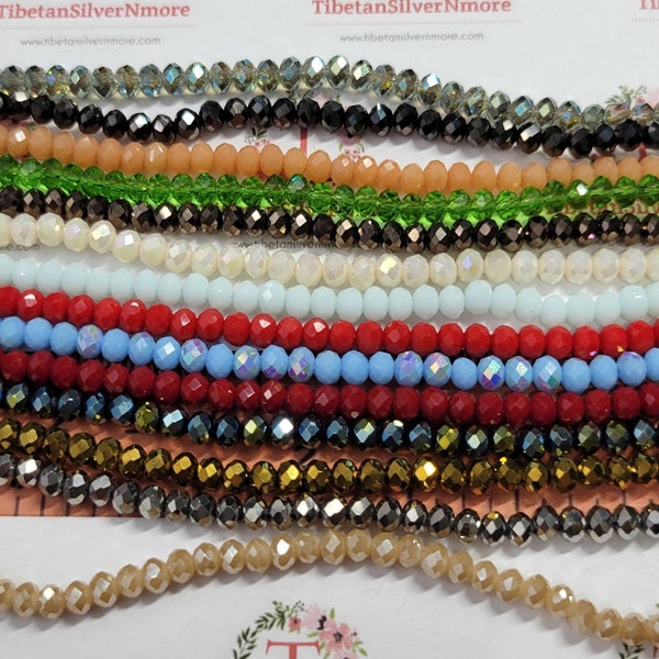 1 strand of 4x3mm Faceted Rondelle Chinese Crystals in color to choose