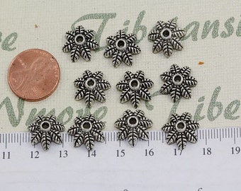 24 pcs par paquet 14mm Feuilles Perles Caps Finition Argent Antique Étain Sans Plomb