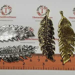 2 pcs per pack 71x22mm Antique Gold or Silver Large Fern leaf Lead Free Pewter. image 4