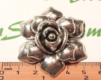 1 pc per pack 46mm 3D Rose Pendant Antique Silver lead free Pewter