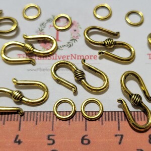 20 set per pack 20x8mm Flower S Hooks Clasp with 2 pcs round soldered Loop Antique Gold Finish Lead free Pewter