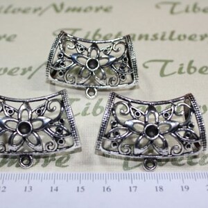 4 pcs per pack of 37x16mm Extra Large Scarf Bail Filigree Flower Pewter Antique Silver