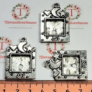 3 unidades por pacote 24mm moldura de imagem charme antigo acabamento prateado estanho sem chumbo