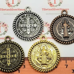 3 pcs per pack 31mm Reversible San Benito decorated Rope edge Medallion Pendant color to choose Lead free Pewter