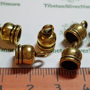 20 pcs per pack 9mm tall 5mm diameter Dome End Cord in shiny Silver, Antique Silver or Gold Finish Lead Free Pewter