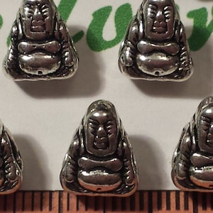 16 pcs per pack 10x8mm Buddha 5mm Large Hole Beads Antique Silver Lead Free Pewter