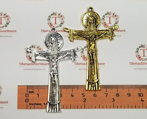 1パックあたり1個 75 x 49 mm 特大 INRI 十字架ペンダント 