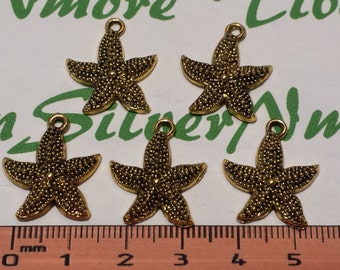 10 pcs per pack of 22x19mm Antique Gold Starfish Charm Lead Free Pewter