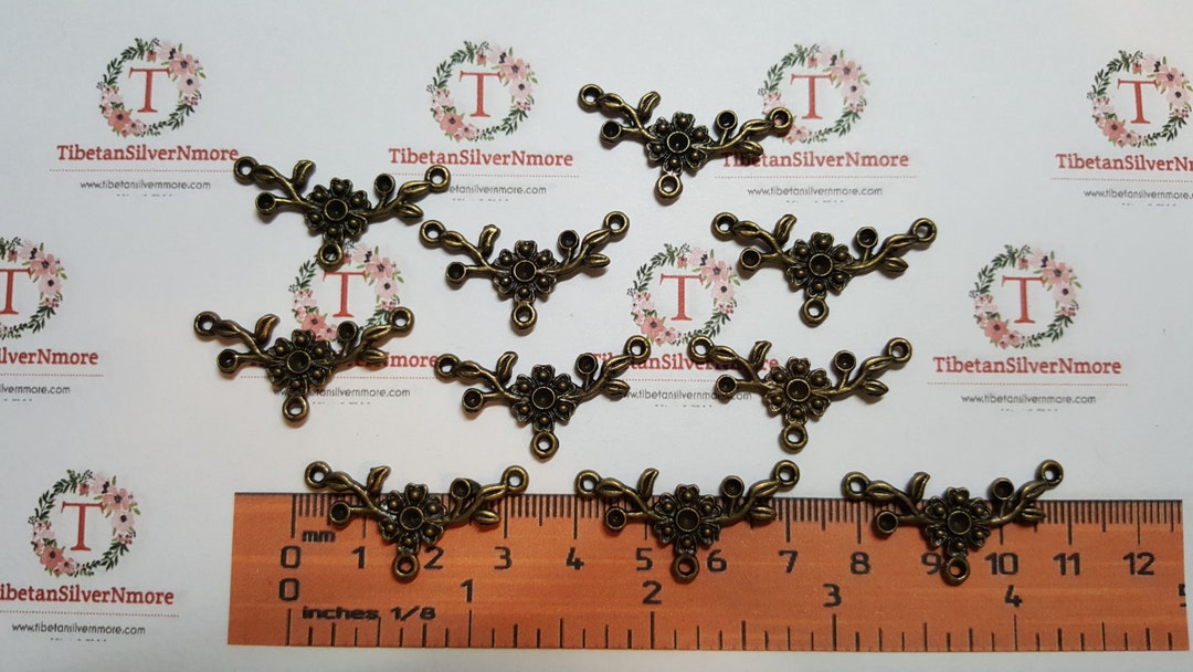 20 Pcs per Pack 39x14mm One Side Festoon Flower Component Antique