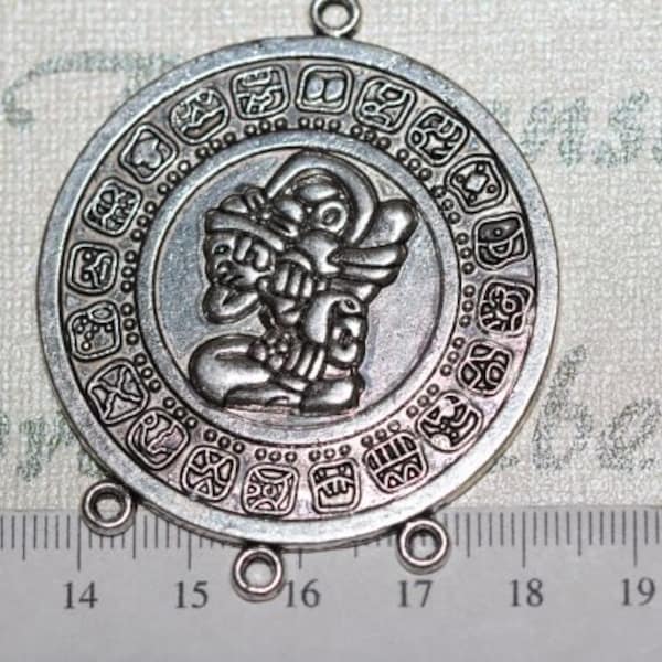 1 pc per pack of 49mm Mayan Glyph Solid Medallion Chandelier Pendant Antique Silver Finish Lead Free Pewter