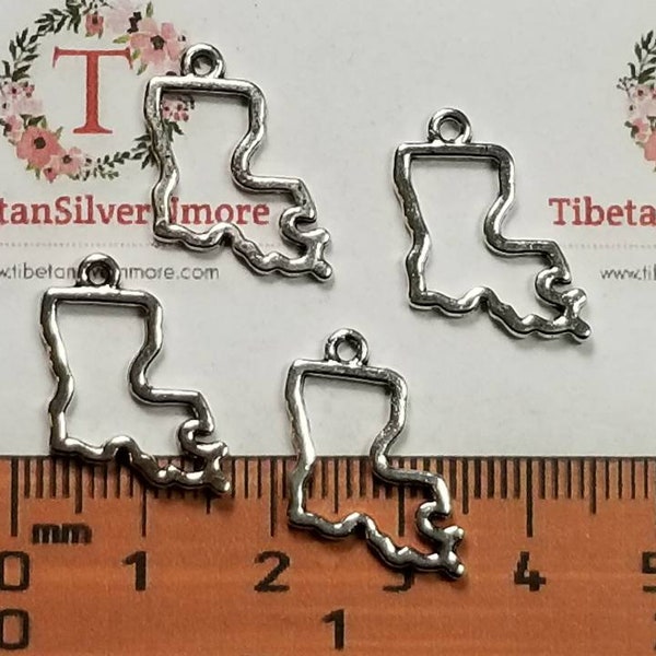 24 pcs per pack 20x15mm cut out Louisiana State charm Silver Finish Lead Free Pewter