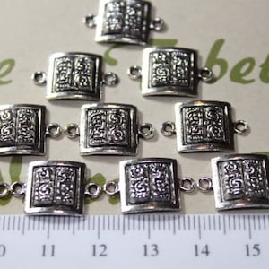 16 pcs per pack 12mm Mayan Glyph Link with 3mm loops Antique Silver Finish Lead Free Pewter