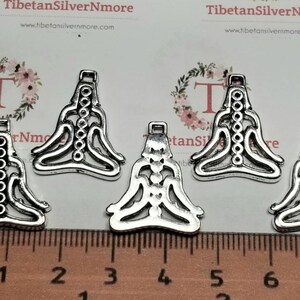 10 pcs per pack 22x18mm Chakra Yoga sitting position Charm Antique Silver Finish Lead free Pewter image 5