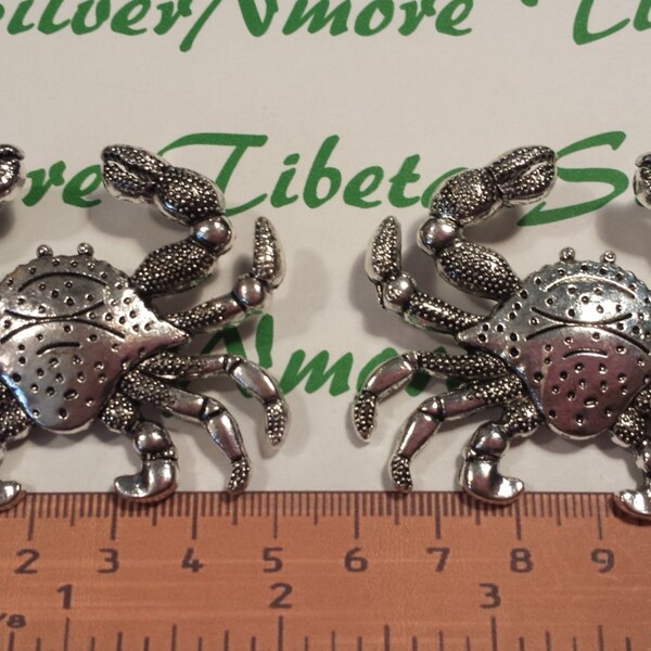 2 pcs per pack 62x49mm XL Crab Pendant Antique Silver Finish Lead Free Pewter