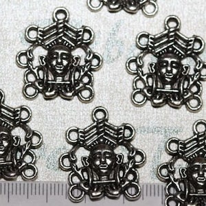 10 pcs per pack of 20mm Mayan Glyph Face Connector Antique Silver Finish Lead Free Pewter