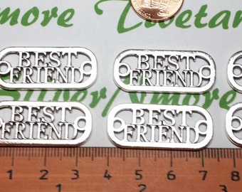 6 pcs per pack 34x14mm Bestfriend message Link Connector Antique Silver Lead free Pewter