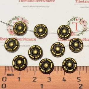 20 pcs per pack 10mm Reversible Flower Beads in Antique Bronze Lead Free Pewter