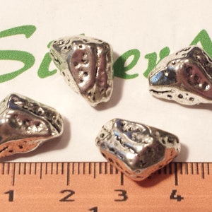 4 pcs per pack 16x12mm 1mm hole Chunky Nugget Beads Antique Silver Finish Lead Free Pewter