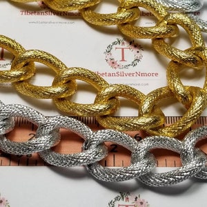 2 ft. or 24 inches of 28x20mm 5mm thickness Textured finish Silver or Gold Aluminum Chain