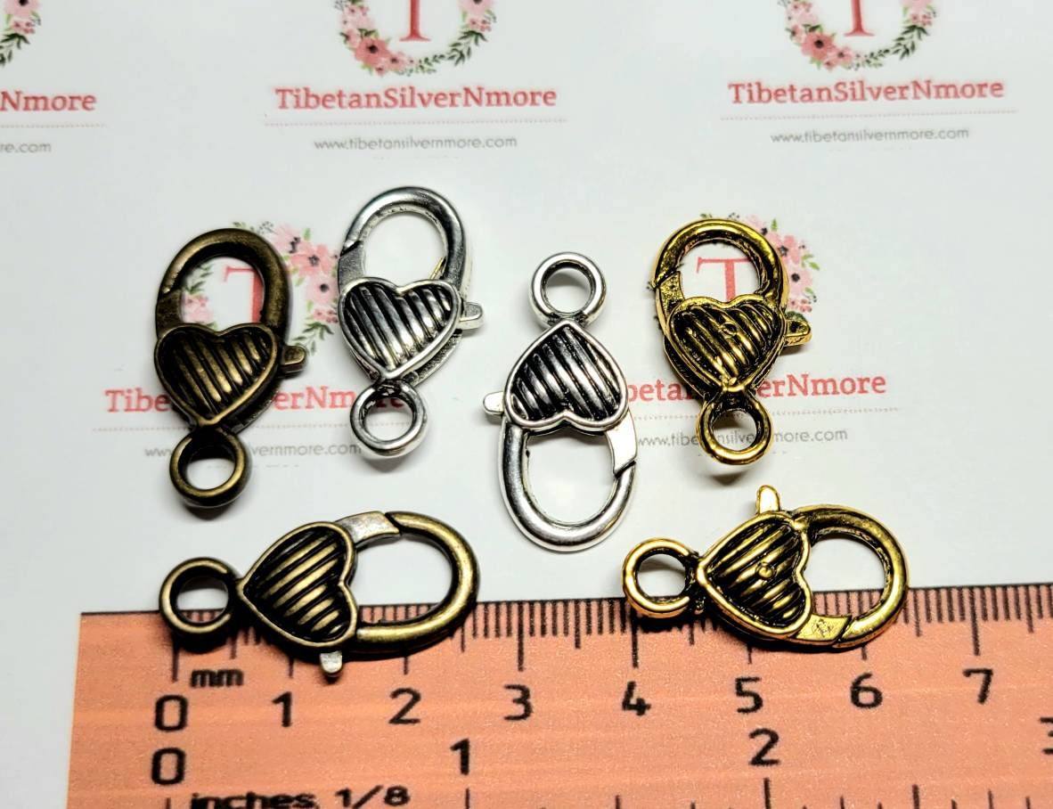 ハンドメイド 6 Pcs per Pack 24x12mm Corrugated Medium Heart Lobster Clasp