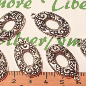 8 pcs per pack 27x16mm Oval Mayan Glyph Charm Antique Silver Finish Lead Free Pewter