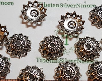 48 pcs per pack 12x3mm 12mm opening Filigree Bali Style Bead Caps Antique Silver Finish Lead Free Pewter
