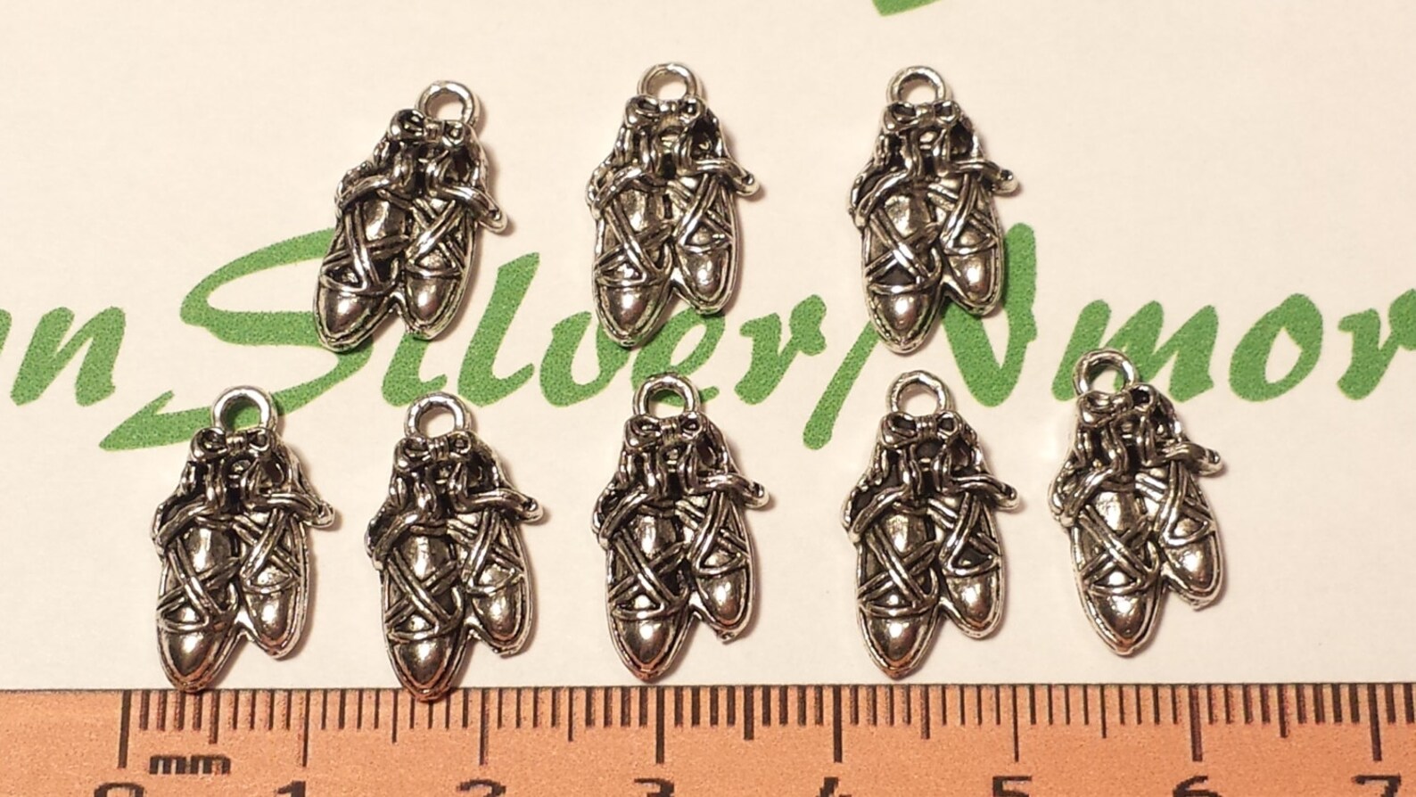 14 pcs per pack 19x10mm ballet shoes charm antique silver finish lead free pewter