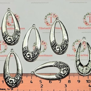 8 pcs per pack 41x19mm teardrop Mayan Glyph Charm Antique Silver Finish Lead Free Pewter