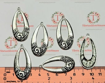 8 pcs per pack 41x19mm teardrop Mayan Glyph Charm Antique Silver Finish Lead Free Pewter