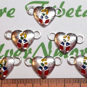 8 pcs per pack 25x14mm Enamel Colorful Puzzle Heart for Autism Awareness Link Antique Silver Finish Lead Free Pewter