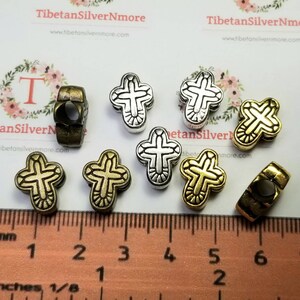 12 pcs per pack 14x10mm Reversible Cross 6mm large hole Bead in Antique Silver, Bronze or Gold Lead Free Pewter image 8