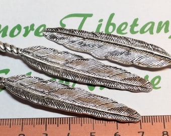 3 pcs per pack 79x13mm Feather Pendant Antique Silver Finish Lead Free Pewter