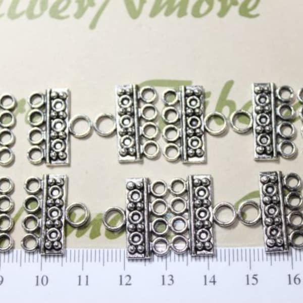 12 pcs per pack 20x10mm End Bar 4 strands Antique Silver Lead Free Pewter