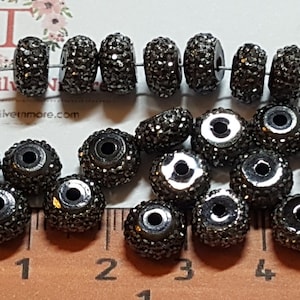 20 pcs per pack Rondelle 6x4mm Black flat back Crystal Polymer Clay Shambala  beads with 1mm flat back Crystal