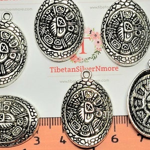 6 pcs per pack of 27x20mm Mayan Glyph Charm Antique Silver Finish Lead Free Pewter