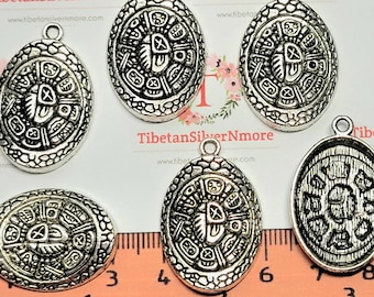 6 pcs per pack of 27x20mm Mayan Glyph Charm Antique Silver Finish Lead Free Pewter