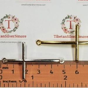 10 pcs per pack 45mm 3mm Sideways Cross link Silver or Gold Finish Lead Free Pewter