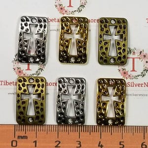 16 pcs a pack 20x12mm Sideways Hammered Cross link Antique Silver, Gold or Bronze Finish Lead Free Pewter