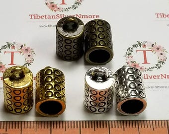 6 pcs per pack 14x10mm 7mm diameter 12mm depth design End Cord in color to choose Lead Free Pewter
