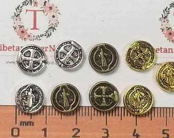 20 pièces par paquet 10mm 4mm d'épaisseur perles rondes réversibles San Benito en couleur au choix étain sans plomb