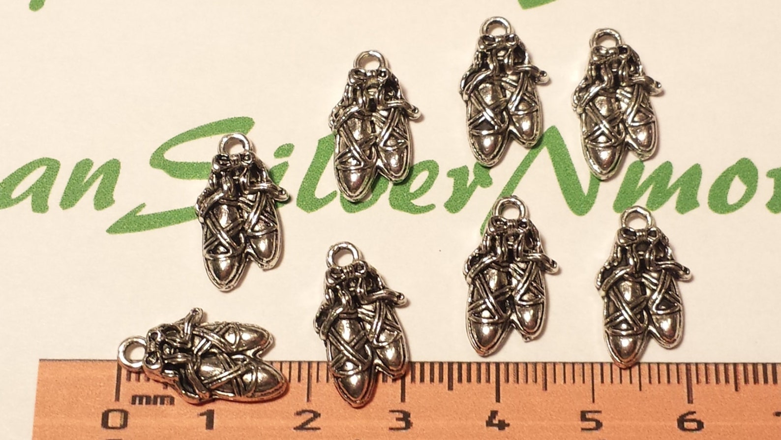 14 pcs per pack 19x10mm ballet shoes charm antique silver finish lead free pewter