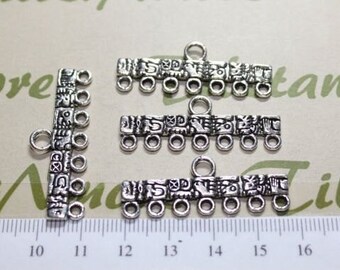 8 pcs per pack 37x7mm Mayan Glyph End Bar 7 strands Antique Silver Lead Free Pewter