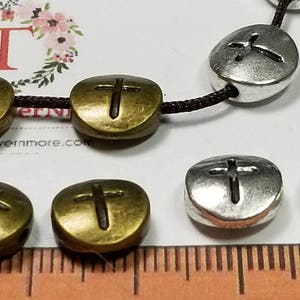 20 pcs per pack 10mm Reversible Cross Bead in  color antique Silver or Bronze Lead Free Pewter